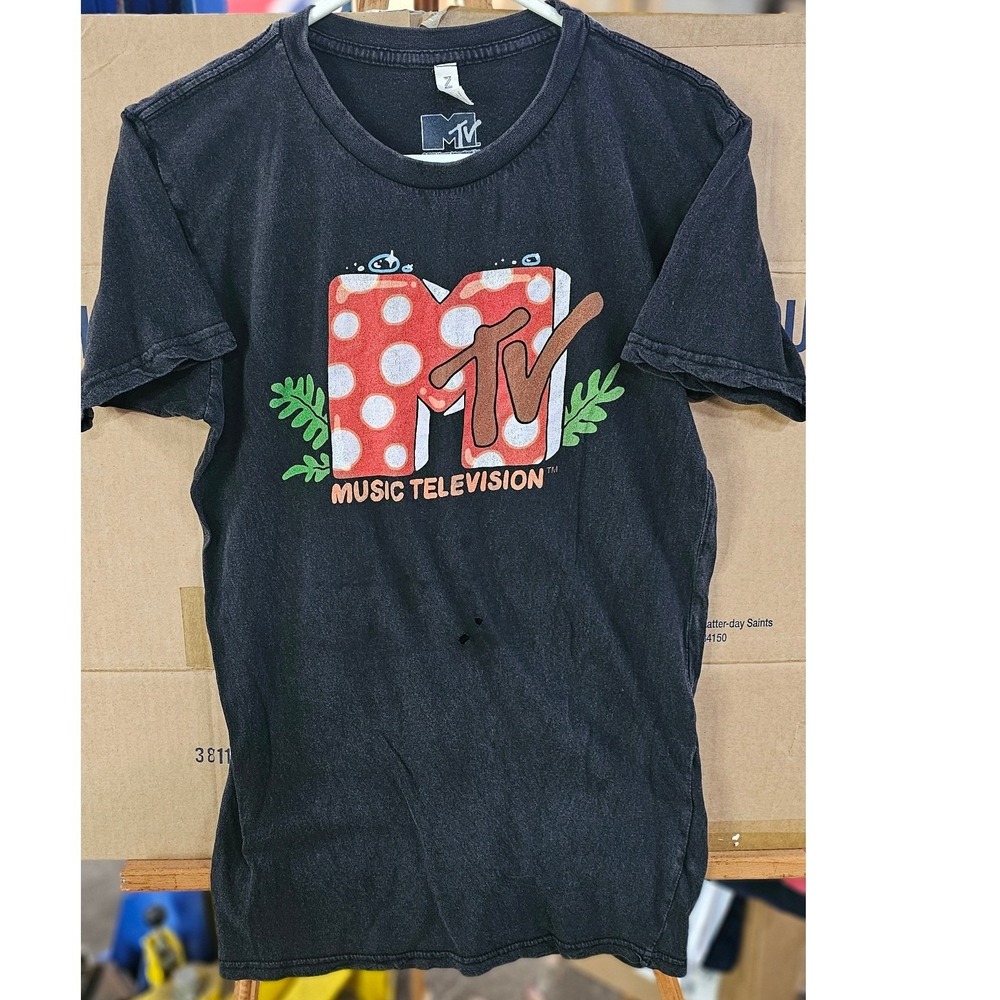 MTV Music Television Mushroom Logo Graphic T-Shirt Zuni Sportswear Black Small